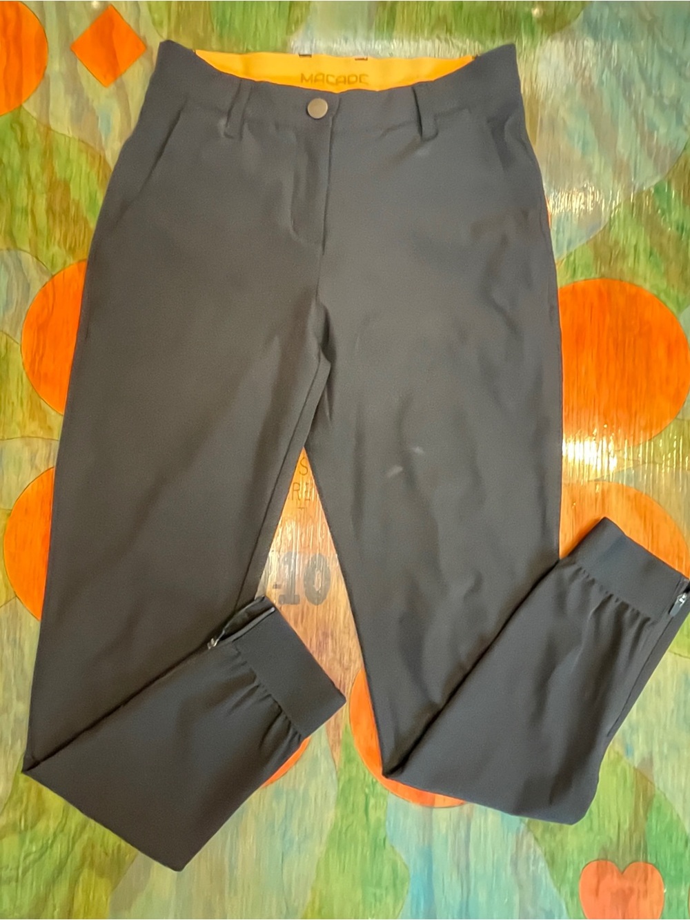 Macade Golf Tailored Stretch Slim Fit Black Jogger Pants Ankle Zip Size 34 R
